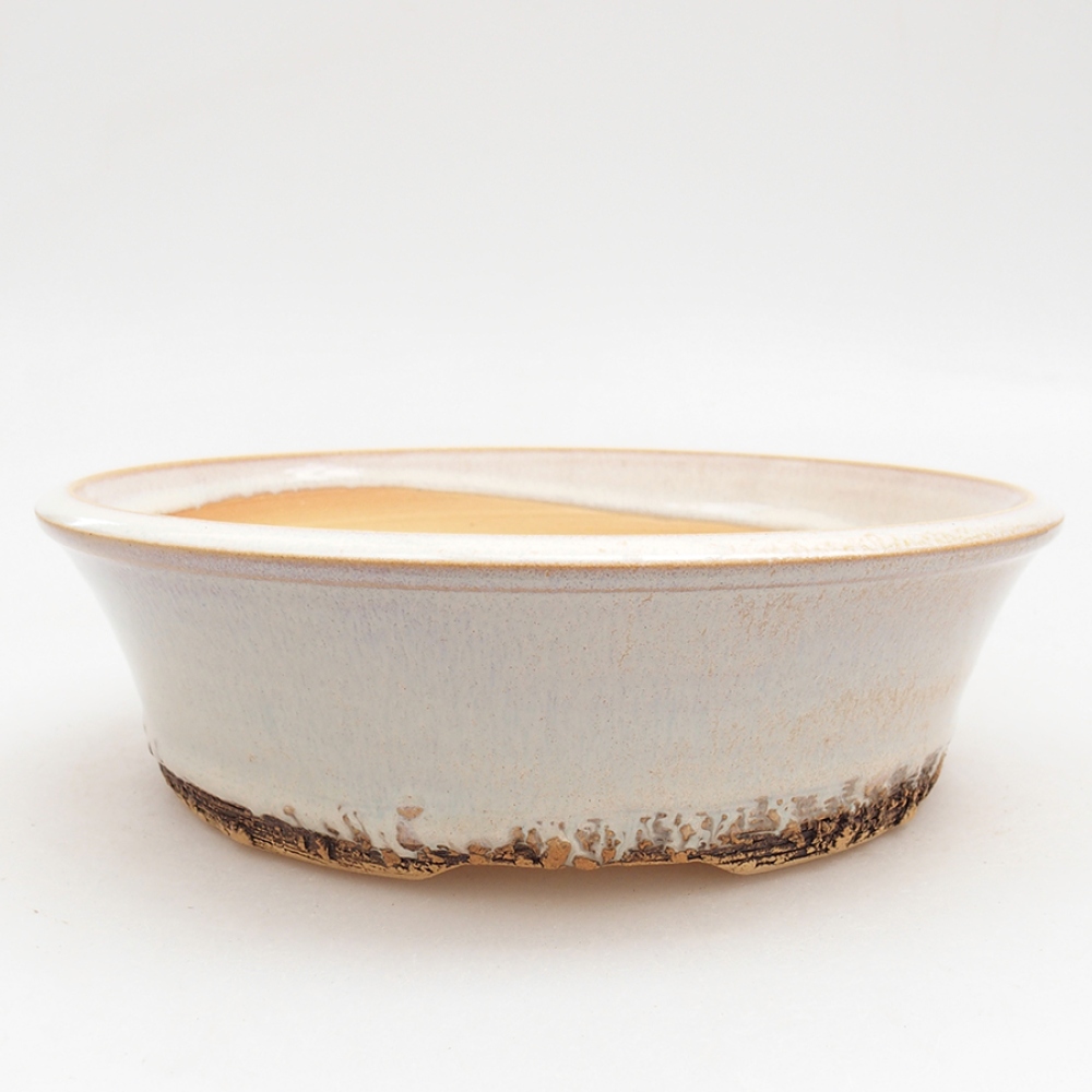 Ceramiczna miska do bonsai 19 x 19 x 6 cm, kolor beżowy