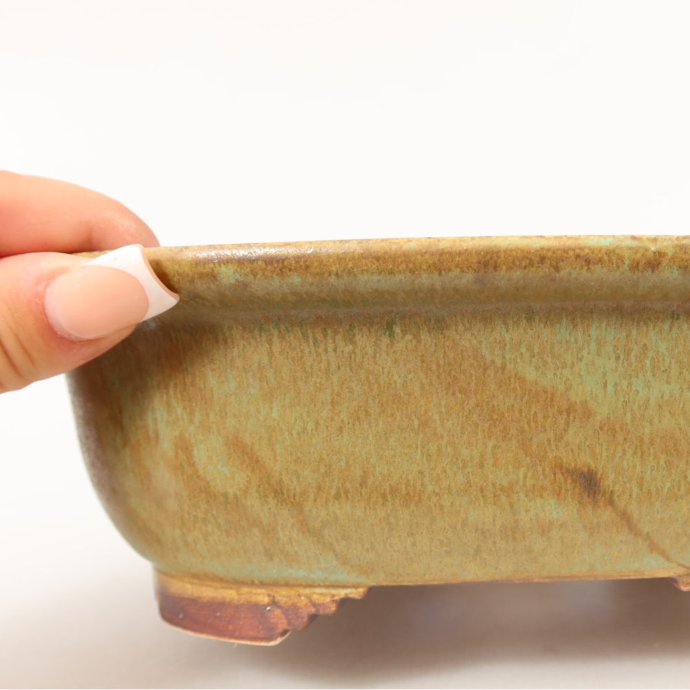 Ceramiczna miska do bonsai 20,5 x 16,5 x 7 cm, kolor zielony