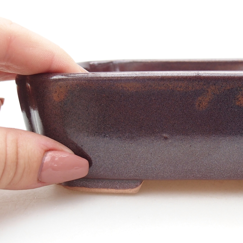Ceramiczna miska do bonsai 15 x 12 x 4,5 cm, brązowa