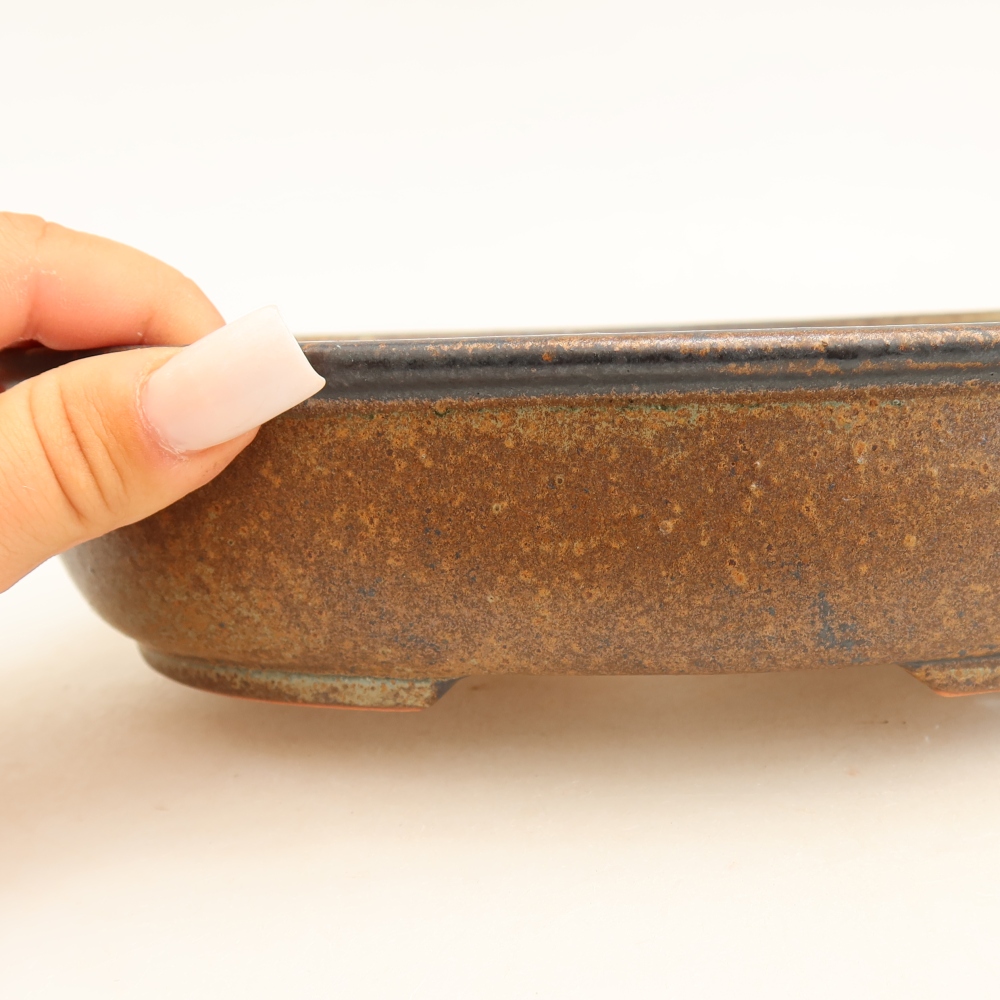 Ceramiczna miska na bonsai 22 x 17 x 5 cm, brązowa