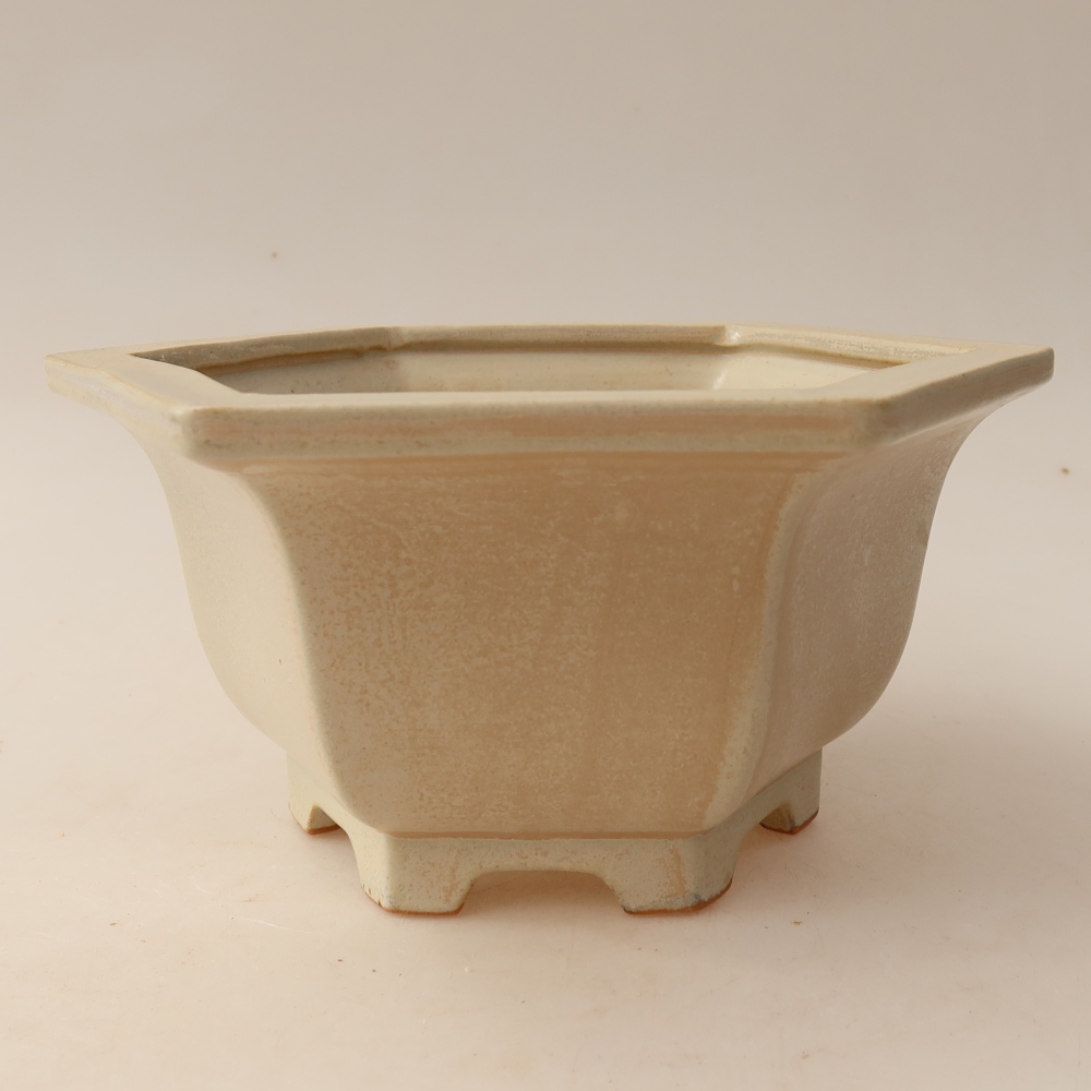 Ceramiczna miska do bonsai 18,5 x 16,5 x 9 cm, kolor beżowy