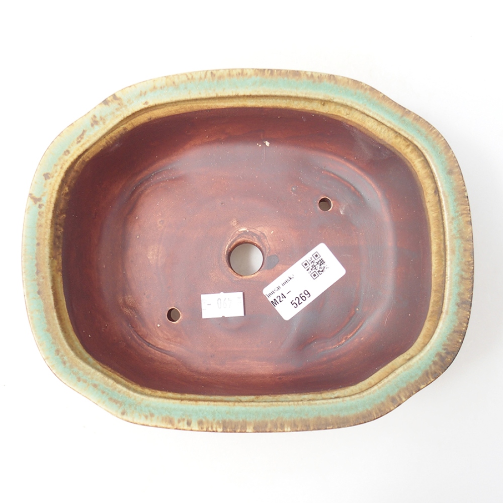 Ceramiczna miska do bonsai 20 x 16 x 7  cm, kolor zielony