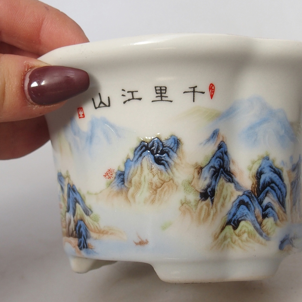 Ceramiczna miska bonsai 11,5 x 11,5 x 6 cm, kolor biały