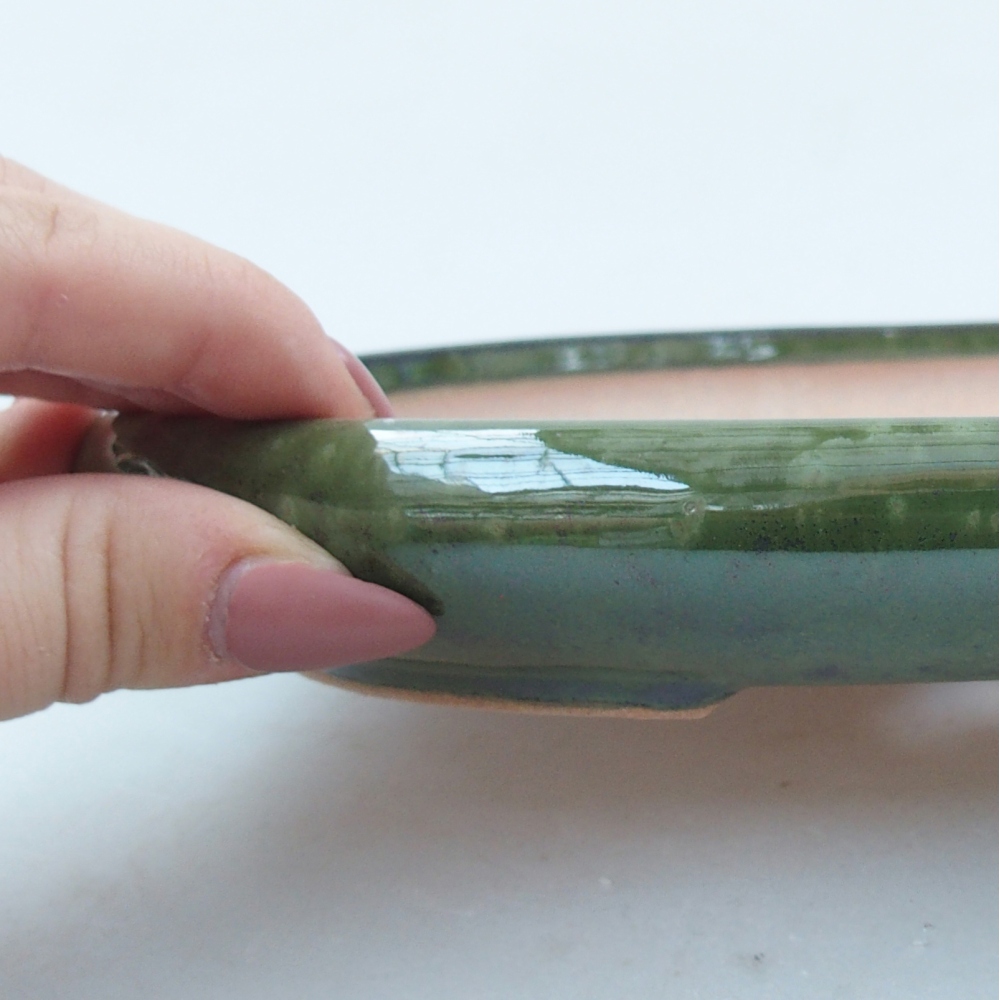 Ceramiczna miska do bonsai 22,5 x 16,5 x 3 cm, zielona