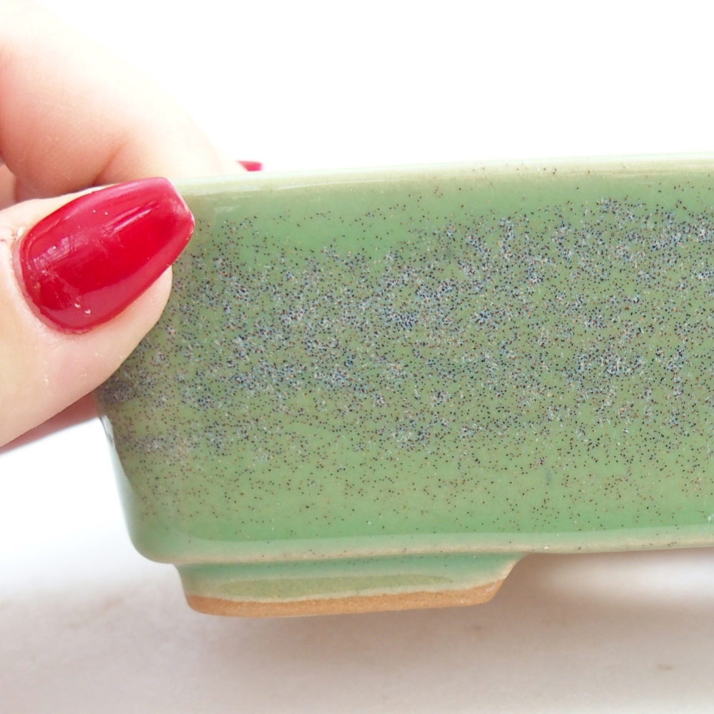 Ceramiczna miska do bonsai 14,5 x 10,5 x 4,5 cm, zielona