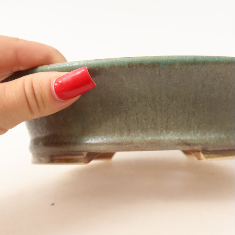 Ceramiczna miska do bonsai 17,5 x 16,5 x 4,5 cm, kolor zielony