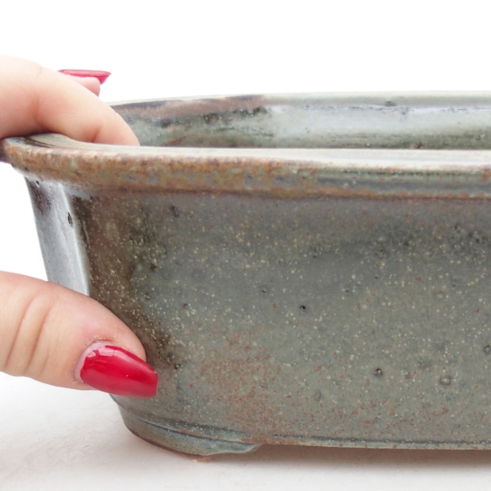 Ceramiczna miska bonsai 25 x 21 x 7,5 cm, zielona