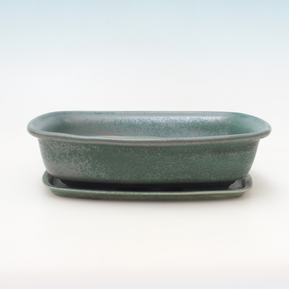 Miska do bonsai + podstawka H09 – 30 x 23 x 7,5 cm – zielona