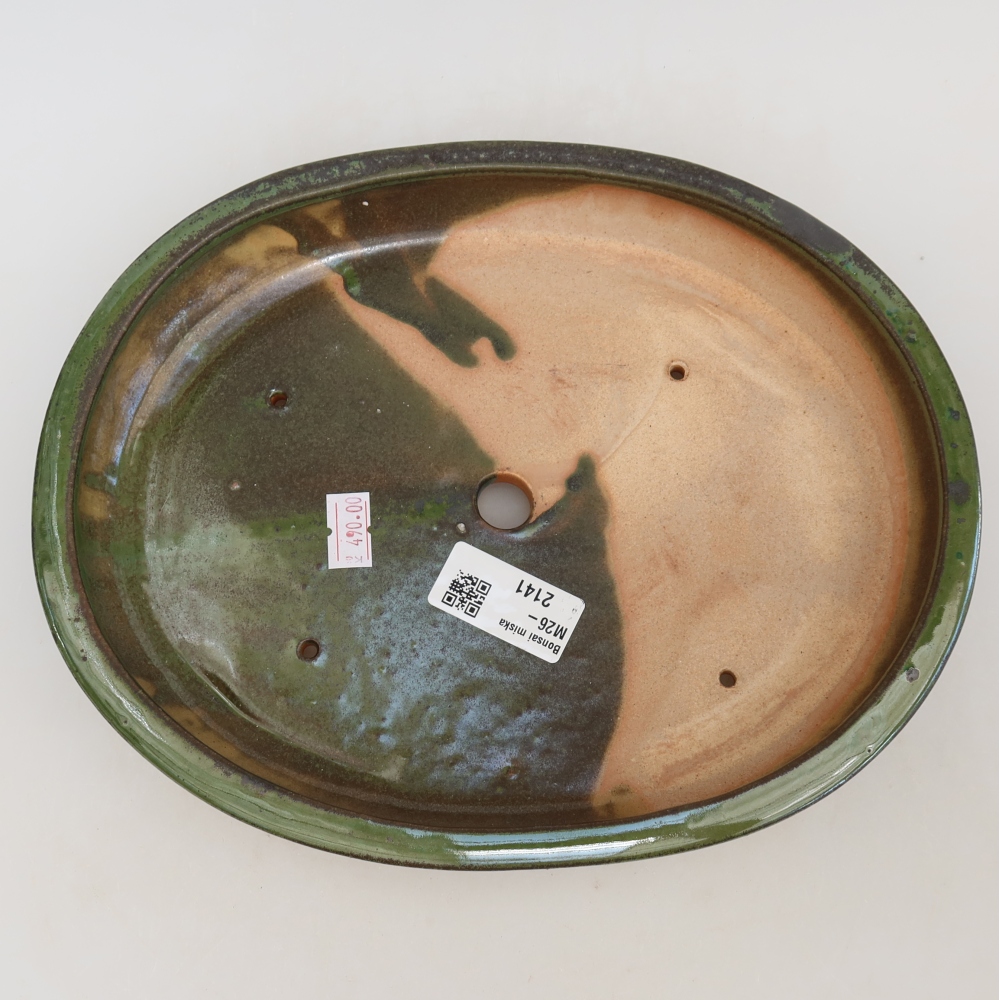 Ceramiczna miska do bonsai 24,5 x 20 x 4 cm, zielona