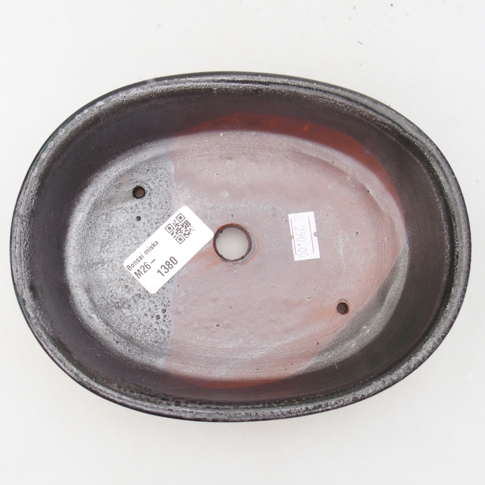 Ceramiczna miska na bonsai 19 x 14,5 x 4,5 cm, metaliczna zieleń