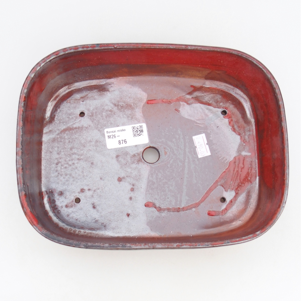 Ceramiczna miska do bonsai 23 x 18 x 5,5 cm, kolor czerwony