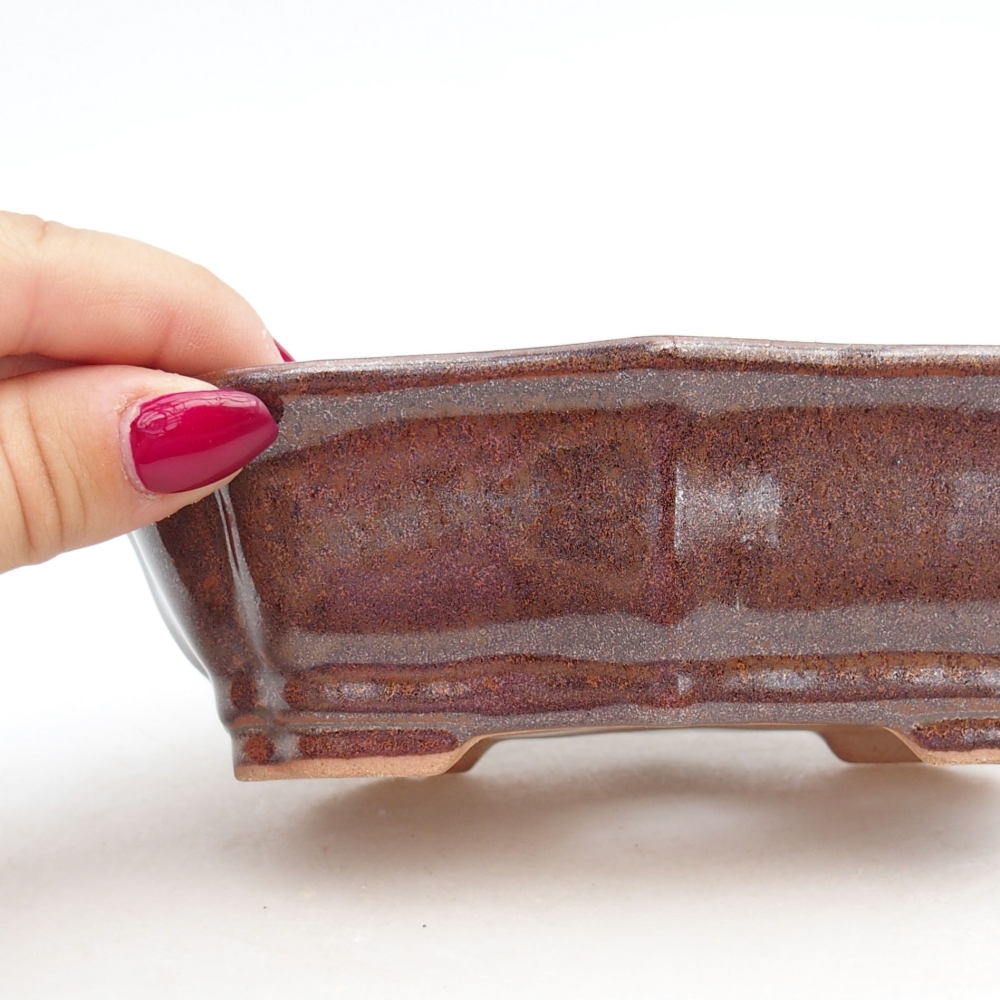 Ceramiczna miska bonsai 15,5 x 11,5 x 4,5 cm, kolor brązowy