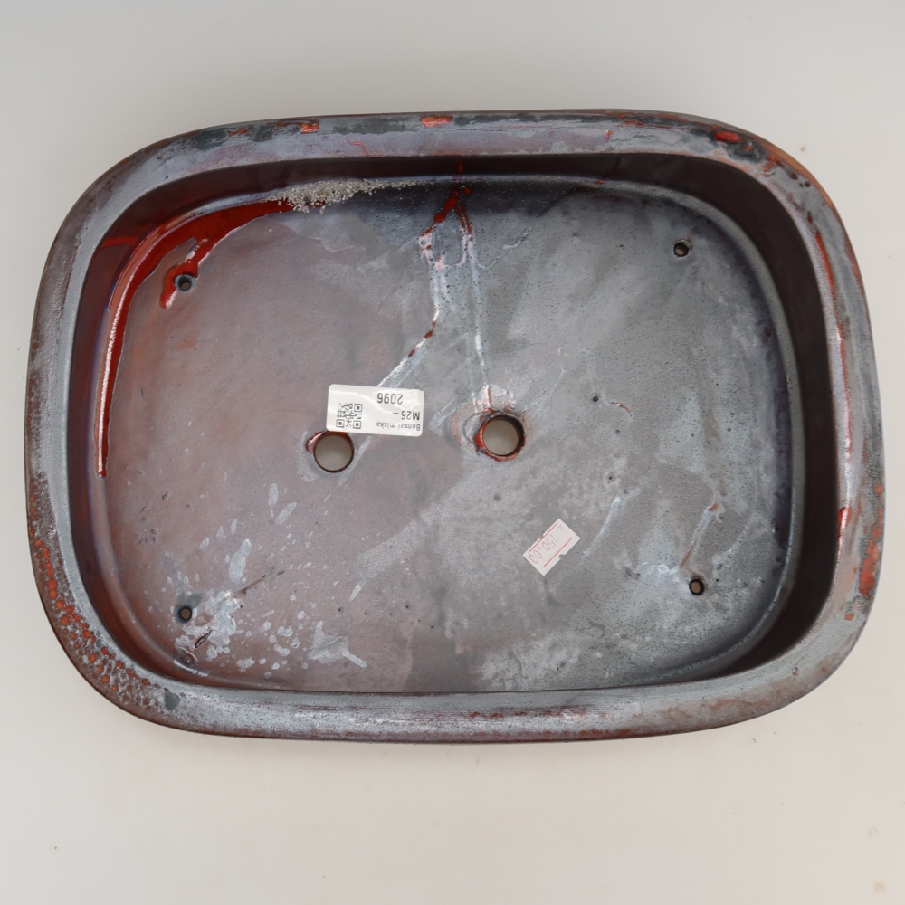 Ceramiczna miska do bonsai 32 x 24,5 x 6,5 cm, kolor metaliczno-czerwony