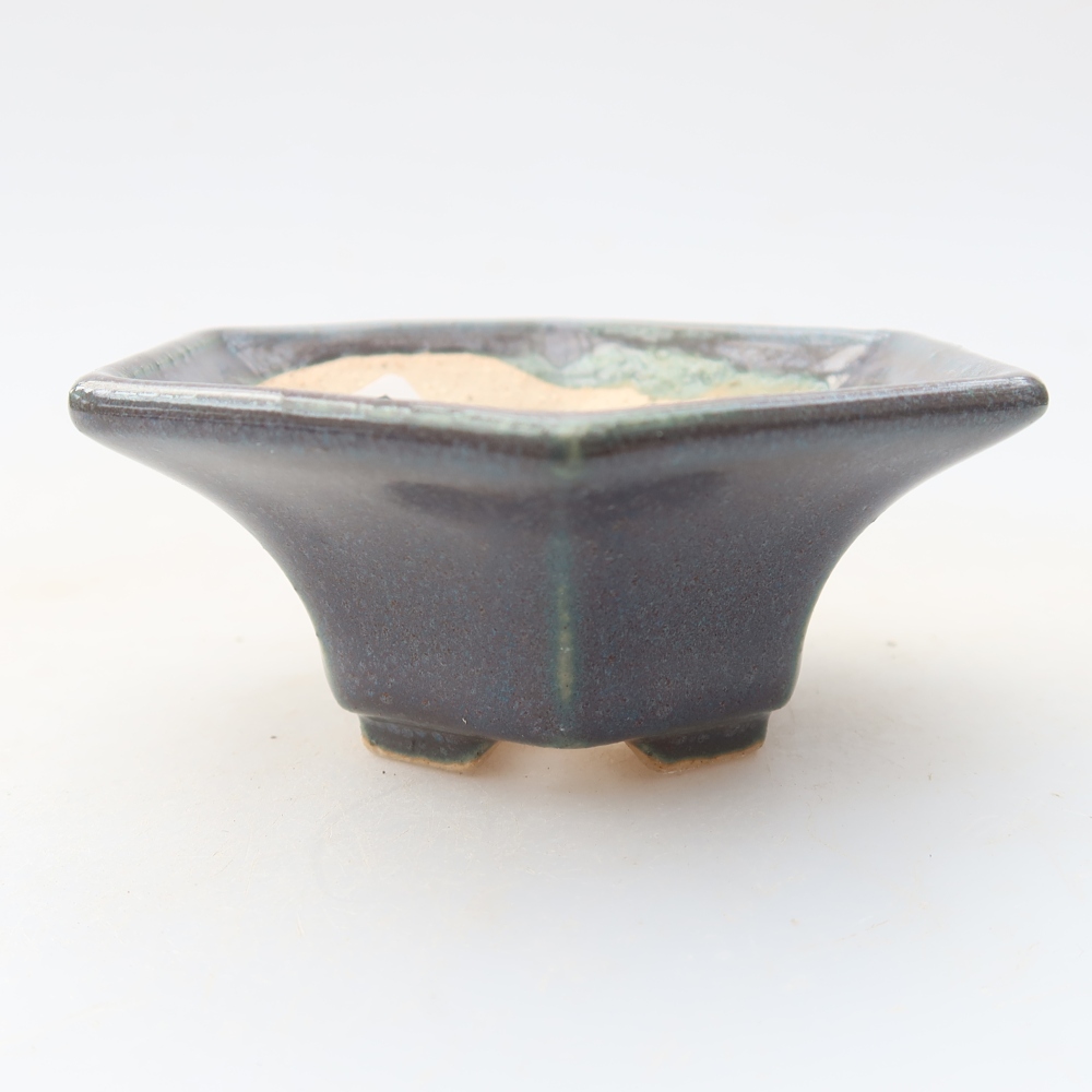 Ceramiczna miska do bonsai o wymiarach 8 x 7 x 3,5 cm, kolor szary