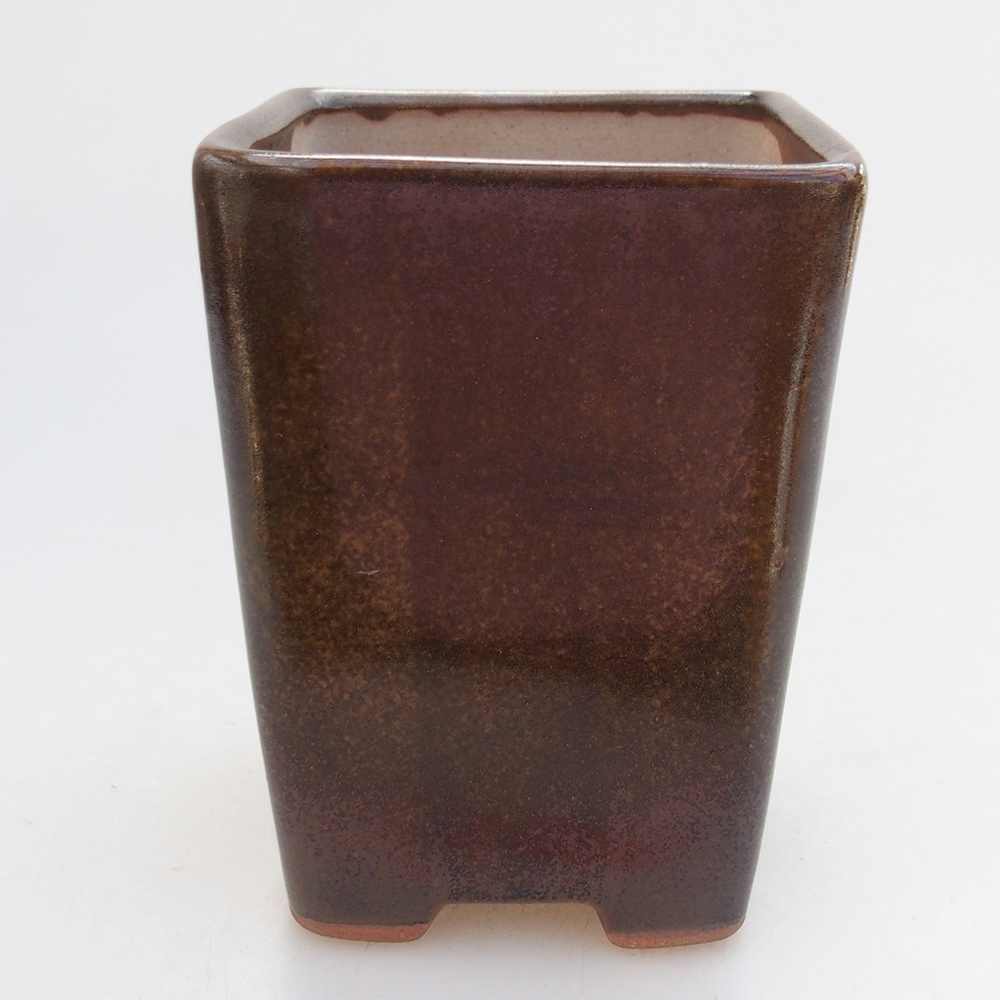 Ceramiczna miska na bonsai 7 x 7 x 9,5 cm, brązowa
