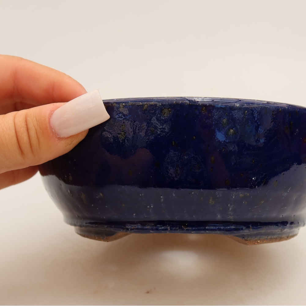 Ceramiczna miska do bonsai 13,5 x 13,5 x 5 cm, kolor niebieski