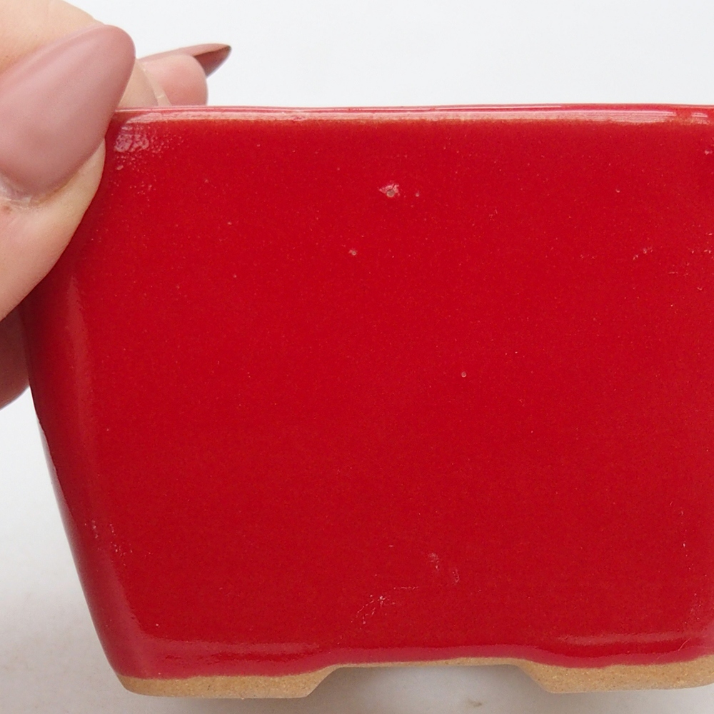 Ceramiczna miska do bonsai 8,5 x 8,5 x 6 cm, kolor czerwony