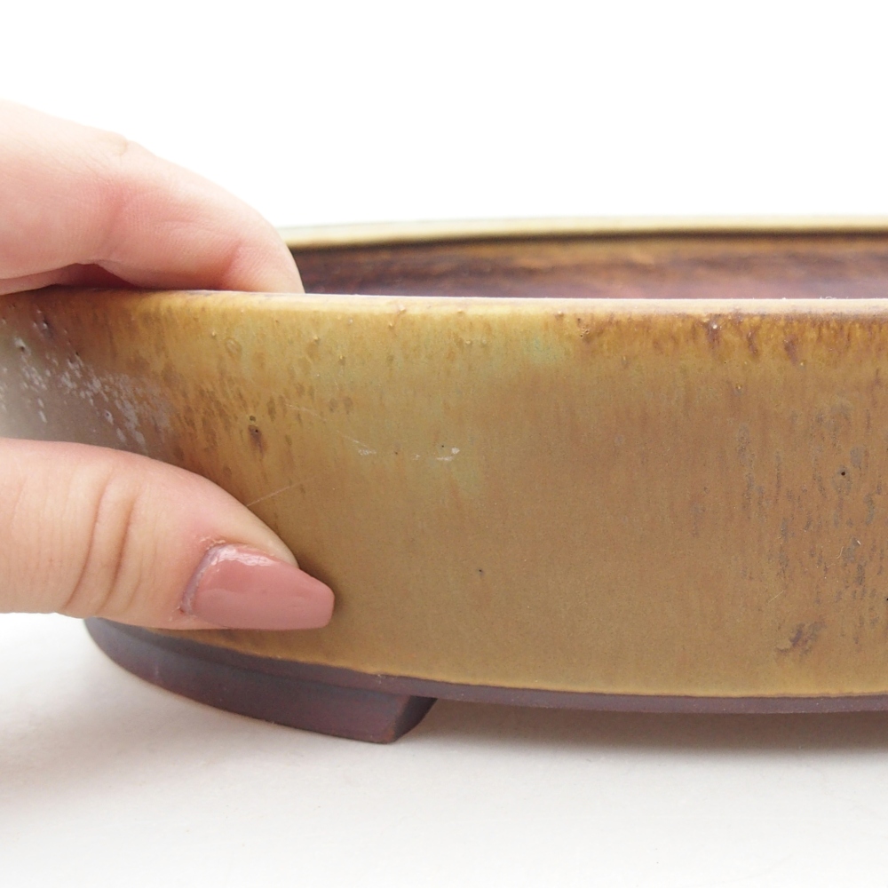 Ceramiczna miska do bonsai 28 x 24,5 x 6 cm, zielona