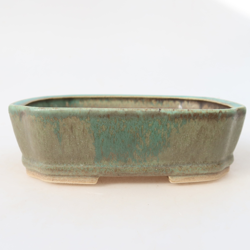Ceramiczna miska do bonsai 17,5 x 14,5 x 5 cm, kolor zielony