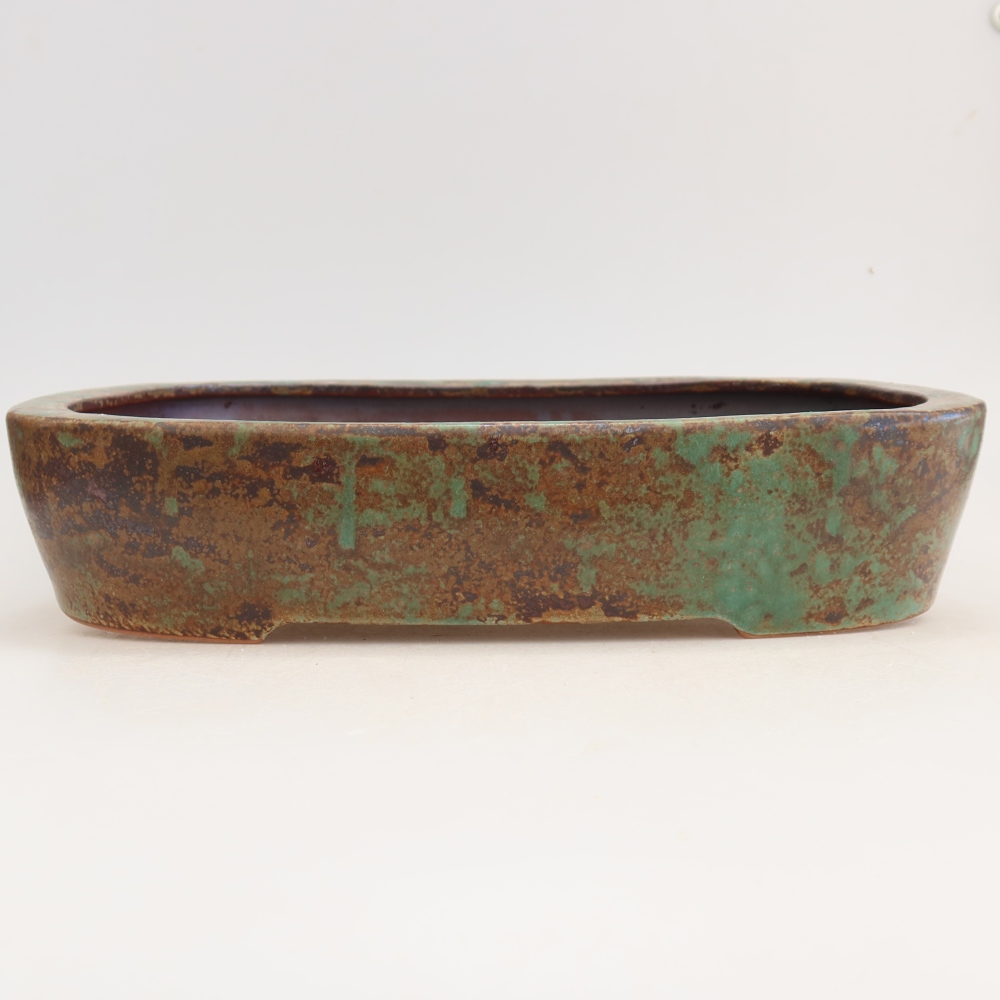 Ceramiczna miska do bonsai 32 x 24,5 x 6,5 cm, kolor brązowo-zielony
