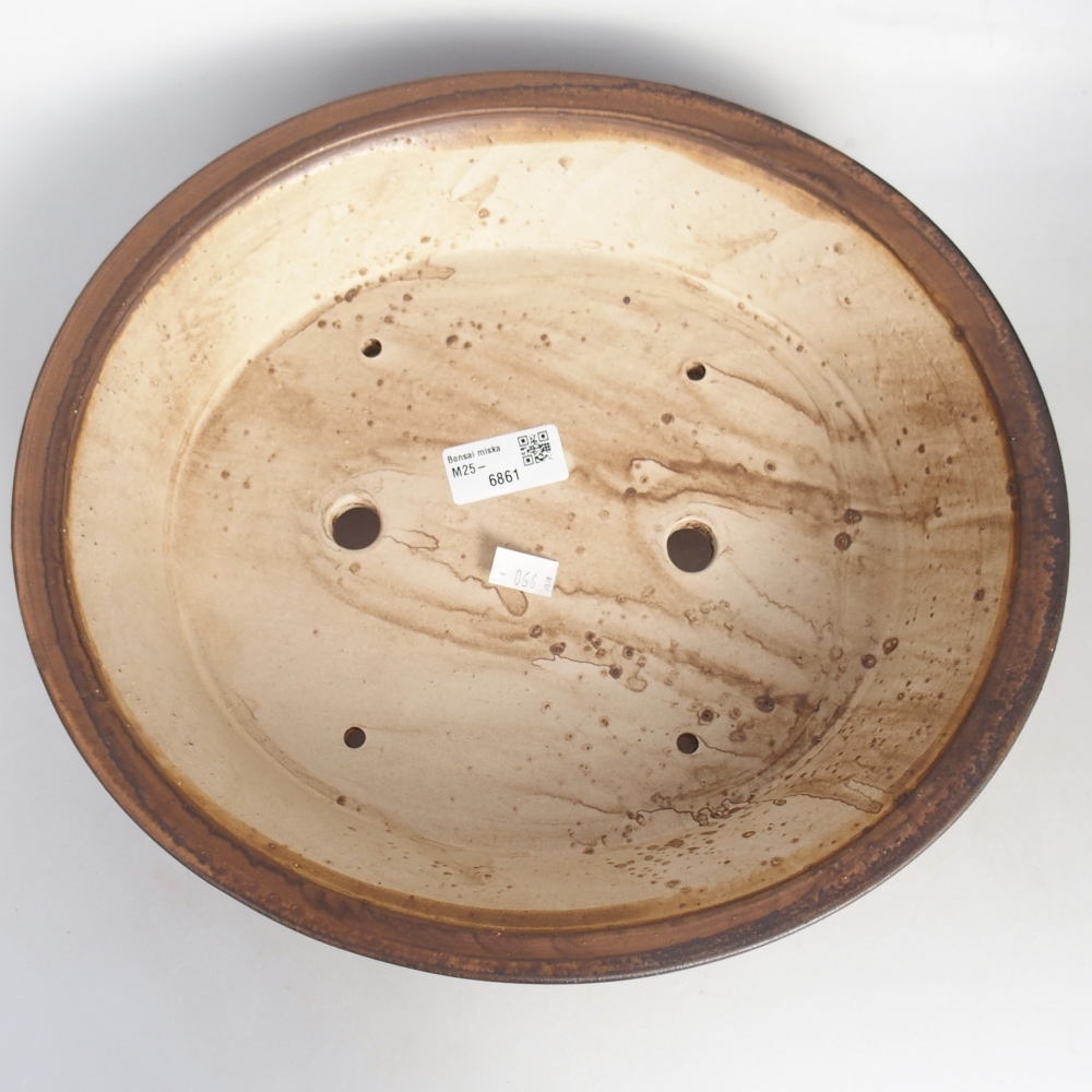 Ceramiczna miska na bonsai 32 x 29 x 7 cm, brązowa