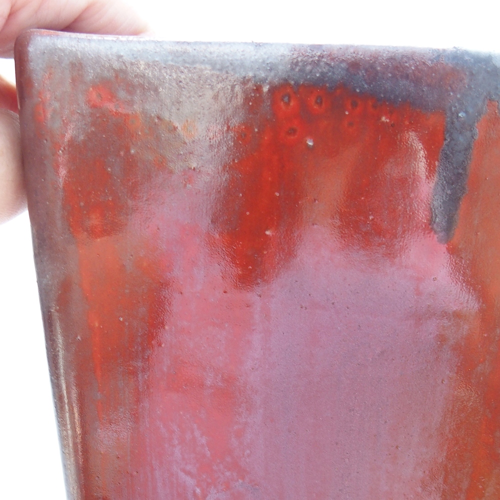 Ceramiczna miska do bonsai 15 x 15 x 19 cm, kolor czerwony