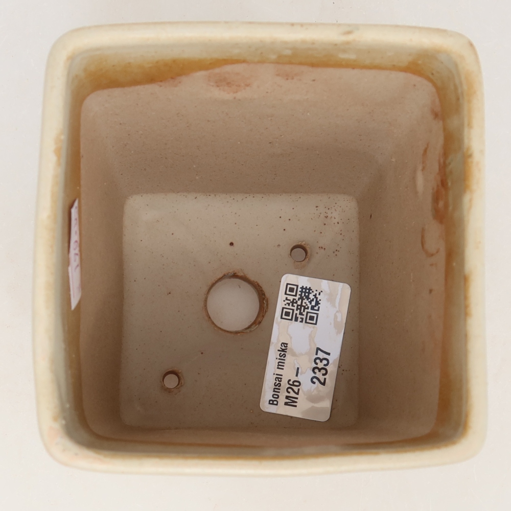 Ceramiczna miseczka do bonsai 9 x 9 x 11,5 cm, kolor beżowy