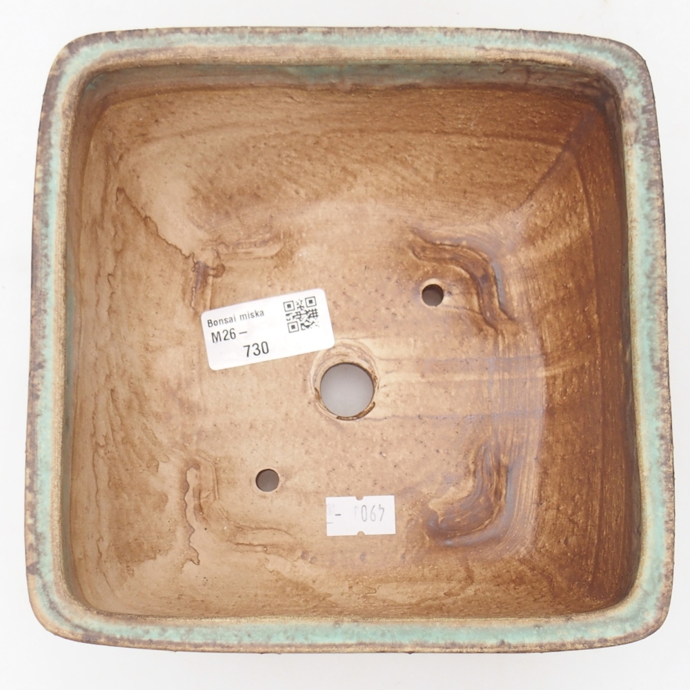 Ceramiczna miska do bonsai 16 x 16 x 9,5 cm, zielona