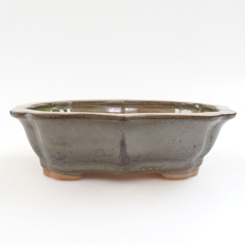 Ceramiczna miska bonsai 15,5 x 11 x 4,5 cm, kolor zielony