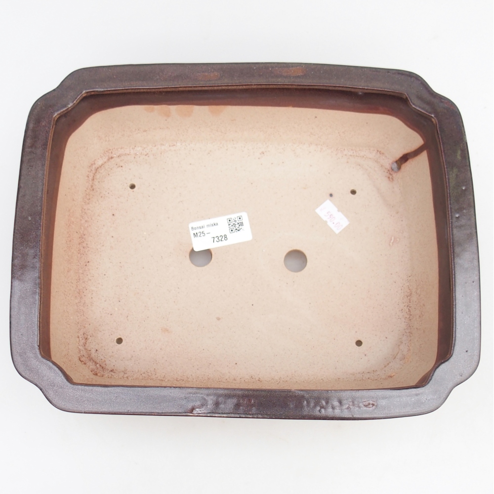 Ceramiczna miska na bonsai 27,5 x 22 x 7 cm, brązowa