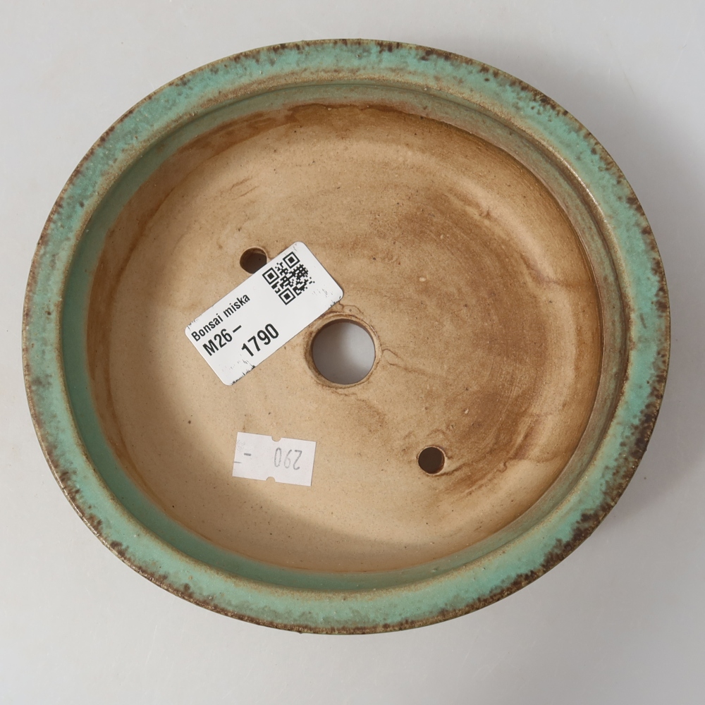 Ceramiczna miska do bonsai 15,5 x 14,5 x 4 cm, kolor zielony
