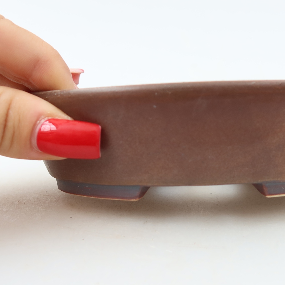 Ceramiczna miseczka do bonsai 12,5 x 10,5 x 3,5 cm, kolor brązowy