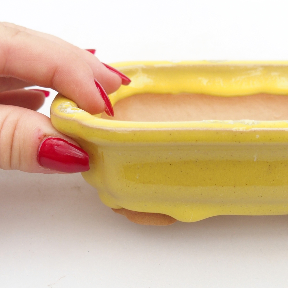 Ceramiczna miska na bonsai 14 x 11 x 4 cm, żółta