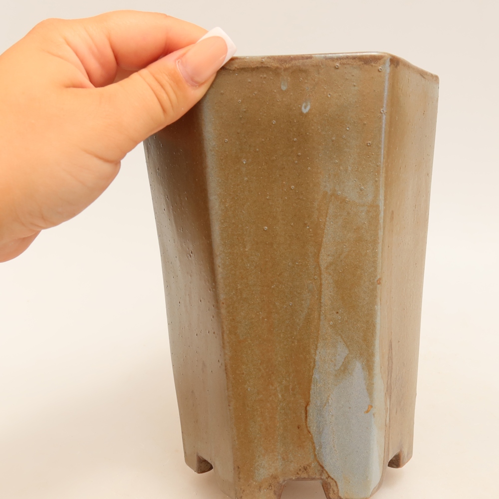 Ceramiczna miska do bonsai 13 x 12 x 17 cm, kolor brązowo-niebieski