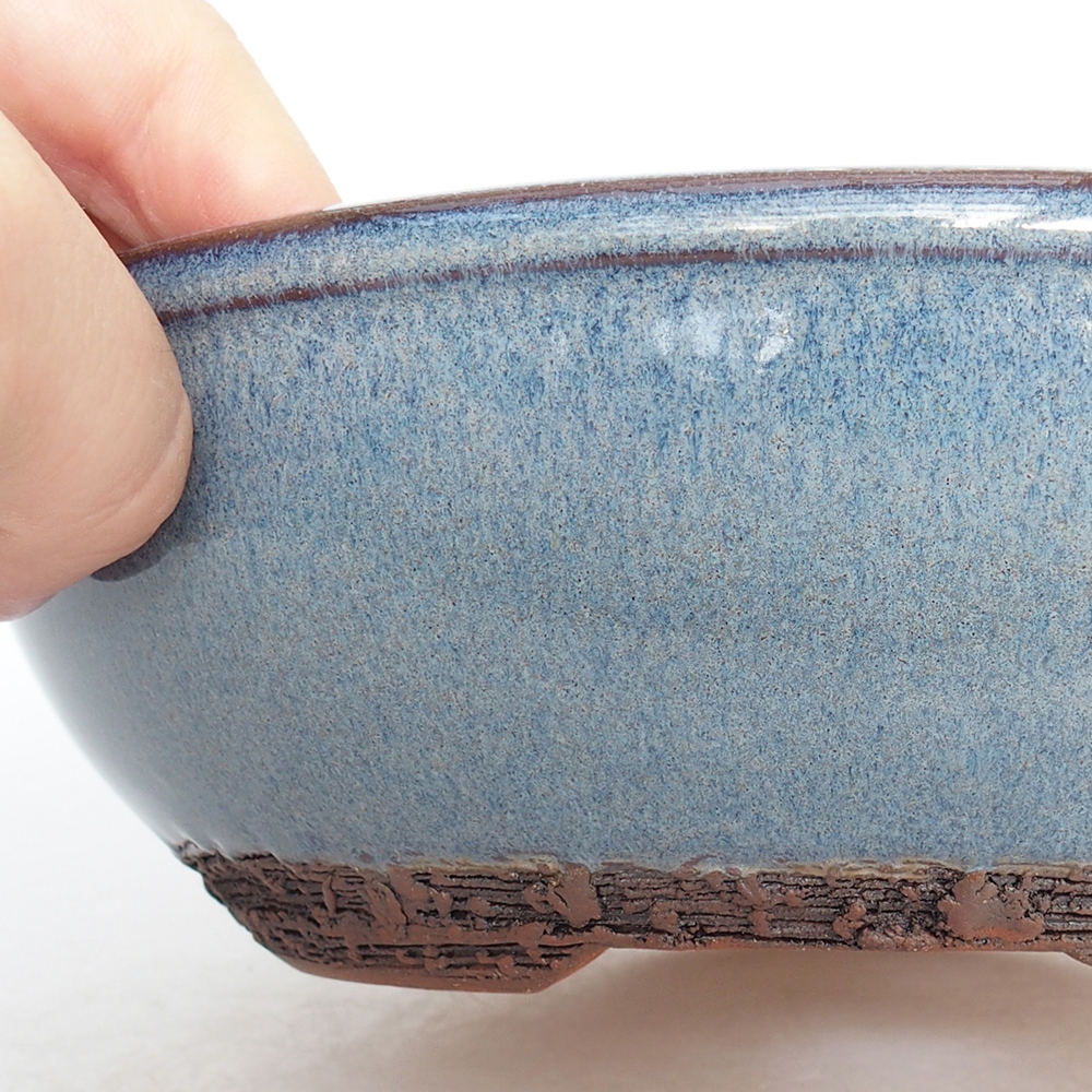 Ceramiczna miska do bonsai 19,5 x 19,5 x 6 cm, kolor niebieski