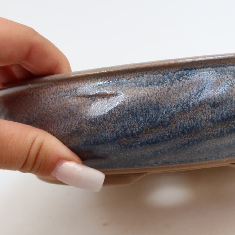 Ceramiczna miska do bonsai 22,5 x 22,5 x 5 cm, kolor niebieski