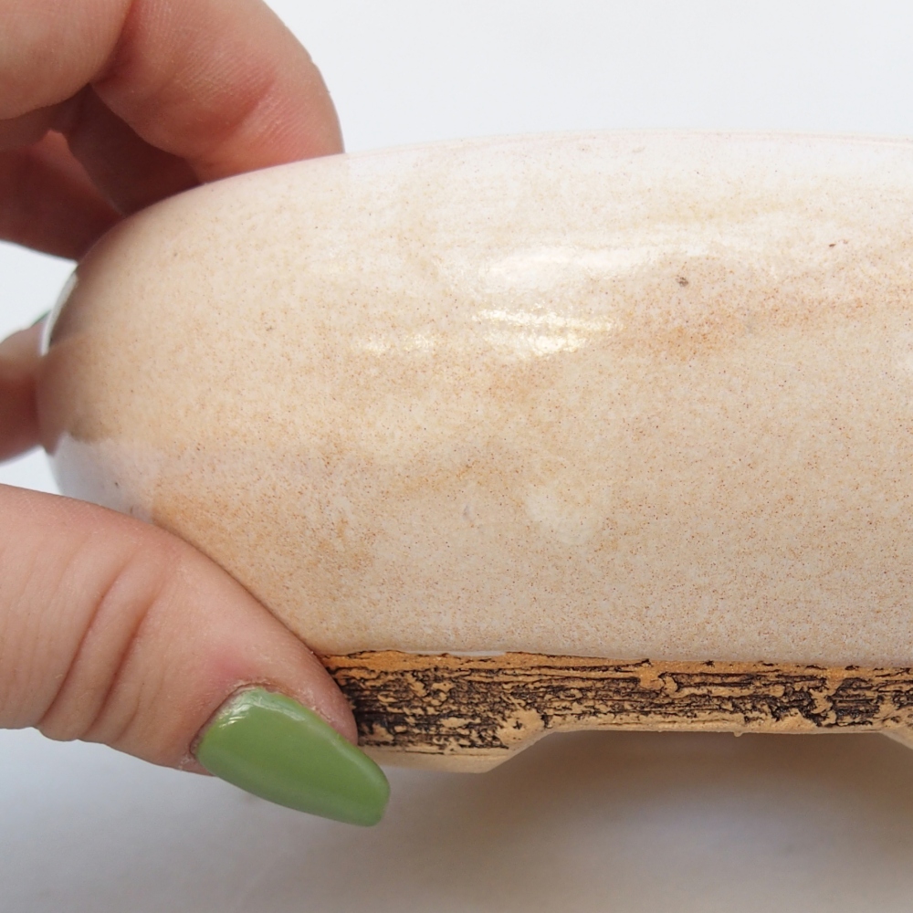 Ceramiczna miska do bonsai 14,5 x 14,5 x 5,5 cm, kolor beżowy