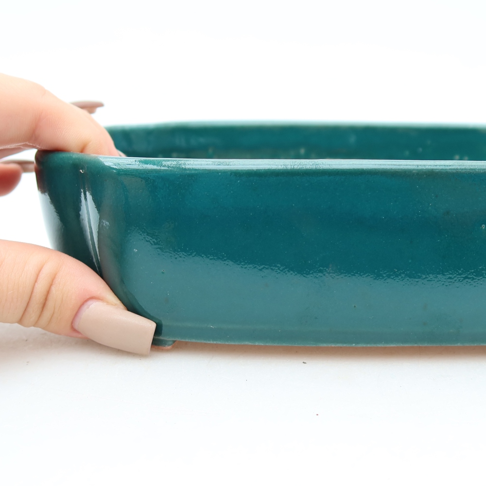 Ceramiczna miska do bonsai 18,5 x 13 x 5 cm, kolor zielony