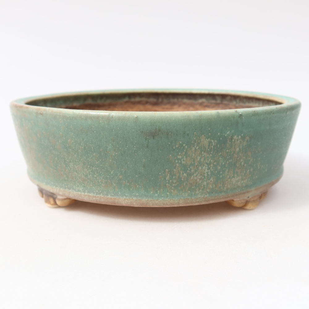 Ceramiczna miska do bonsai 15,5 x 15,5 x 5 cm, zielona