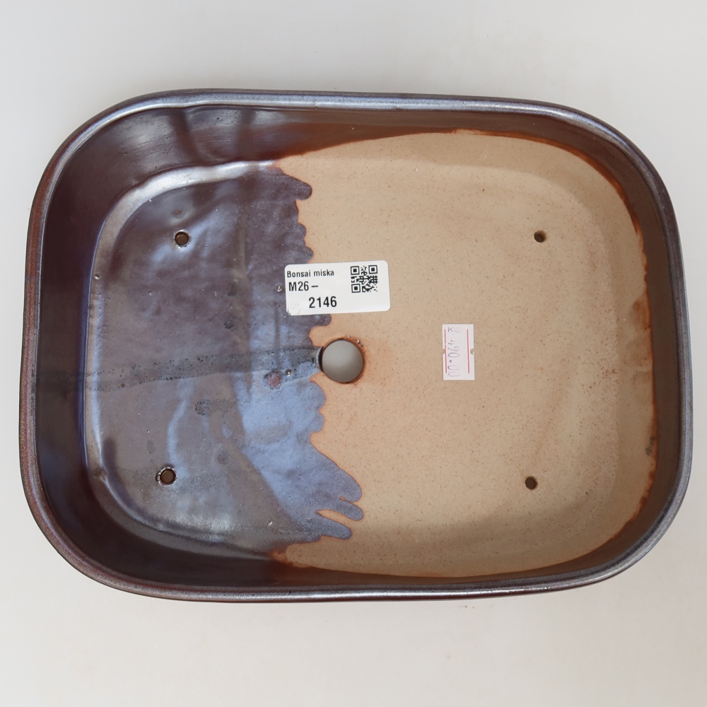 Ceramiczna miska do bonsai 23 x 18 x 5,5 cm, kolor bordowy
