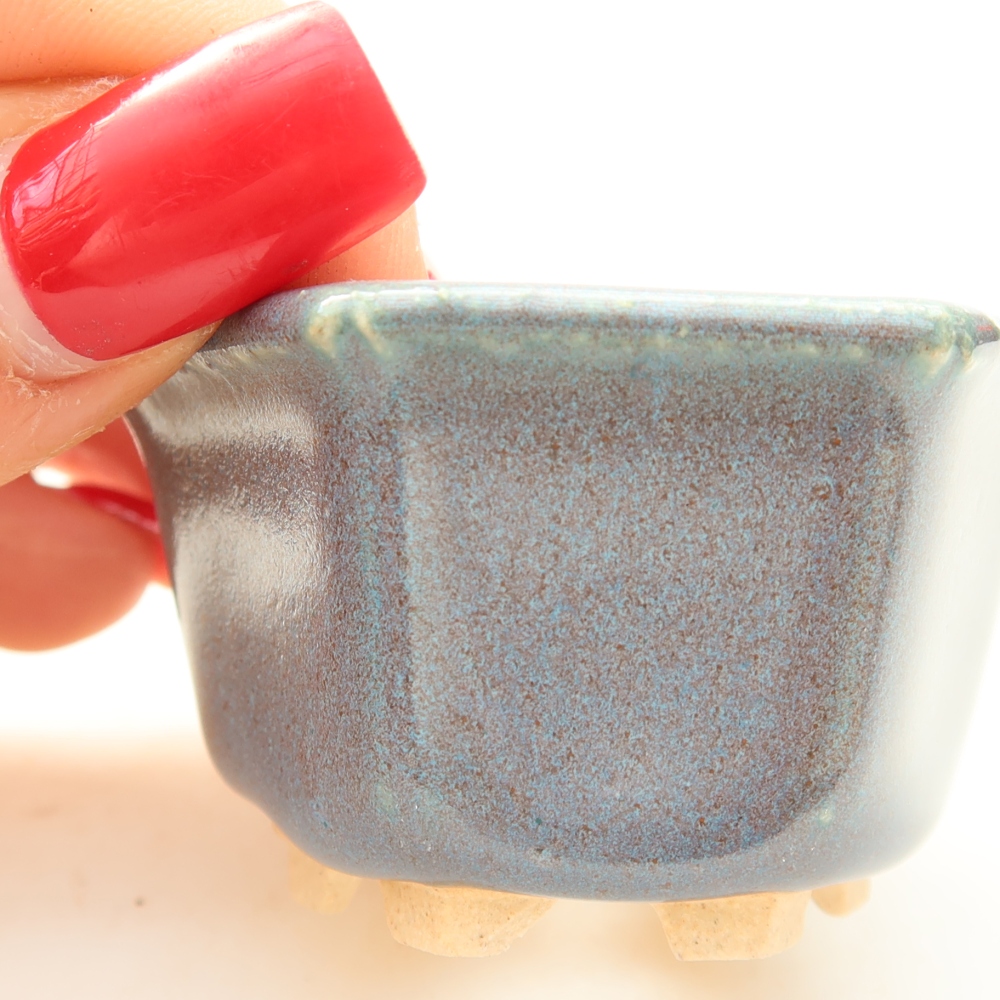 Ceramiczna miseczka do bonsai, 5,5 x 5 x 3 cm, kolor szary