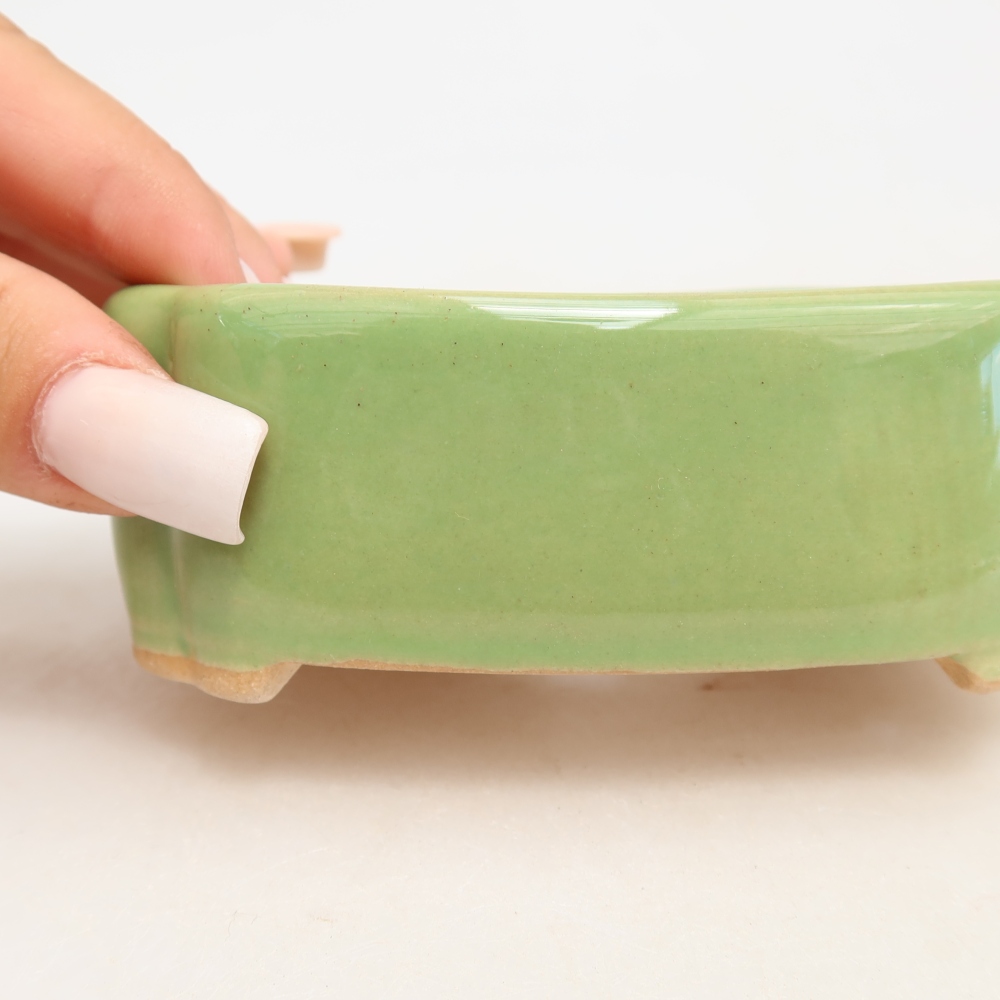 Ceramiczna miseczka do bonsai 10,5 x 8 x 4 cm, kolor zielony