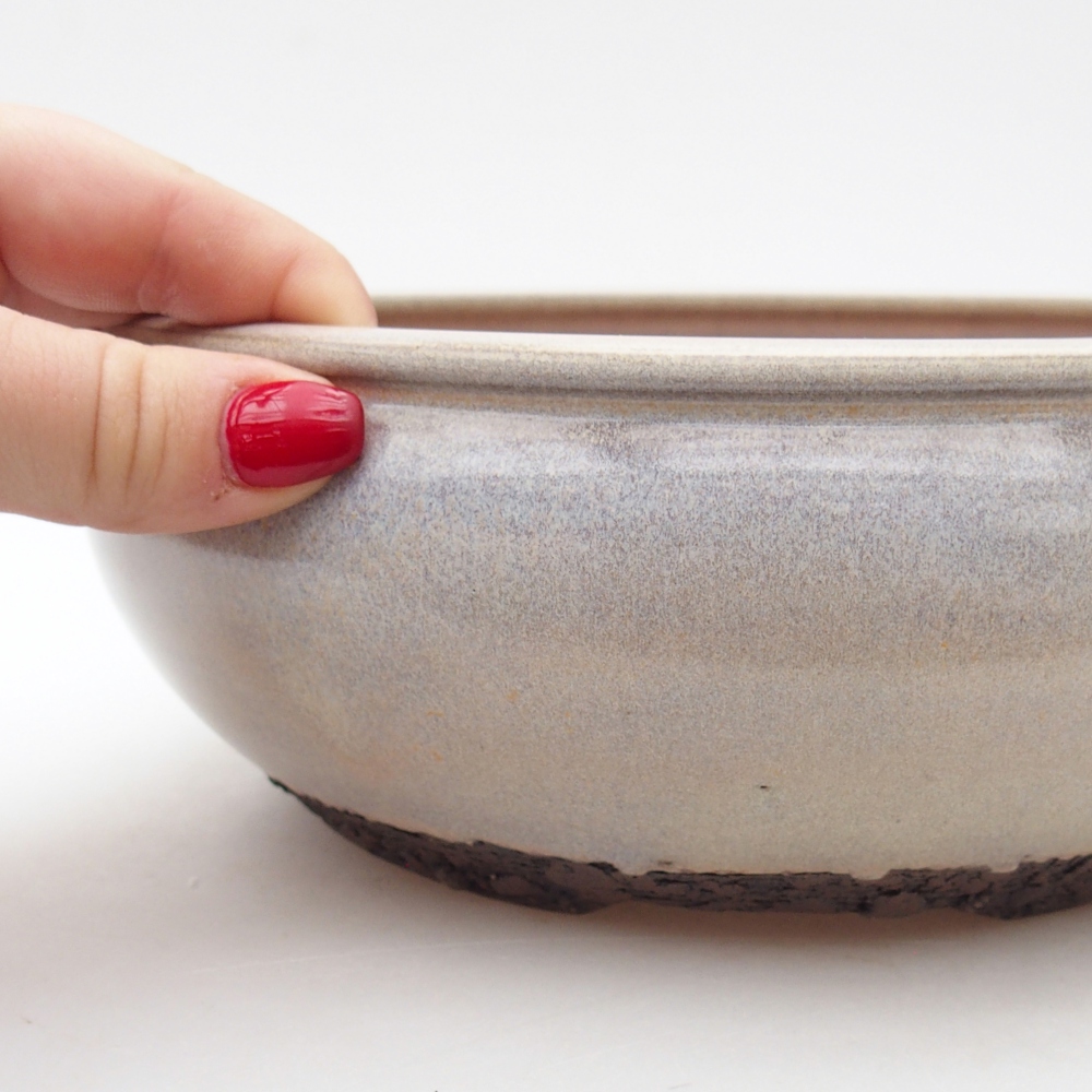 Ceramiczna miska do bonsai 20 x 20 x 7,5 cm, kolor beżowy