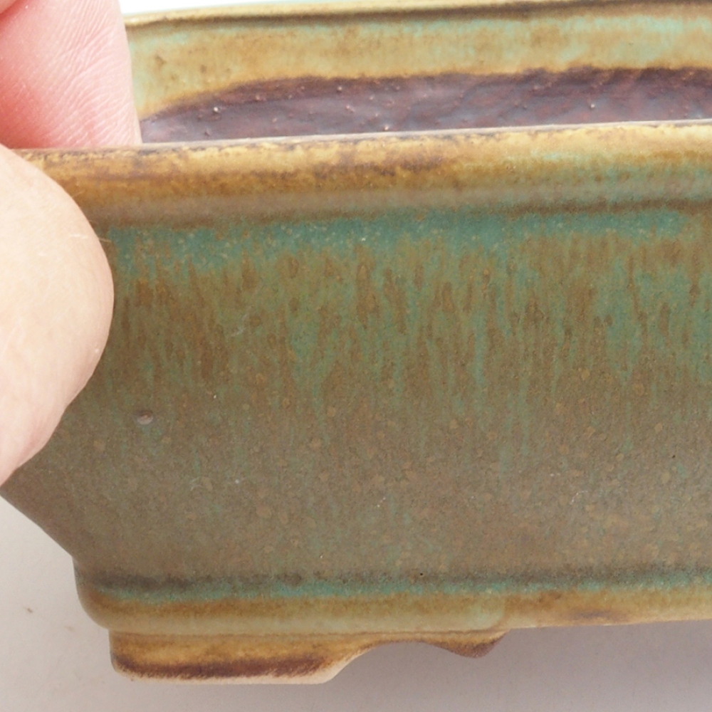 Ceramiczna miska do bonsai 14 x 12 x 5 cm, kolor zielony