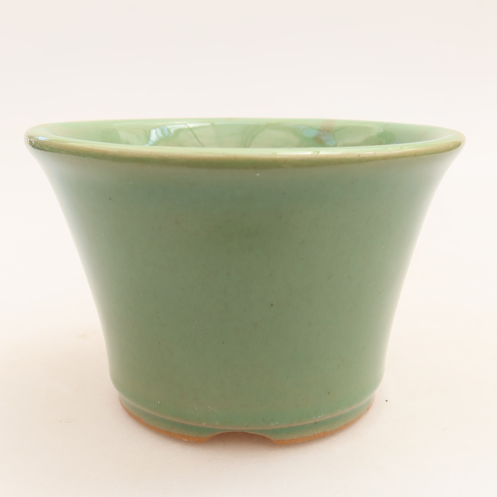 Ceramiczna miska na bonsai 11 x 11 x 7 cm, zielona