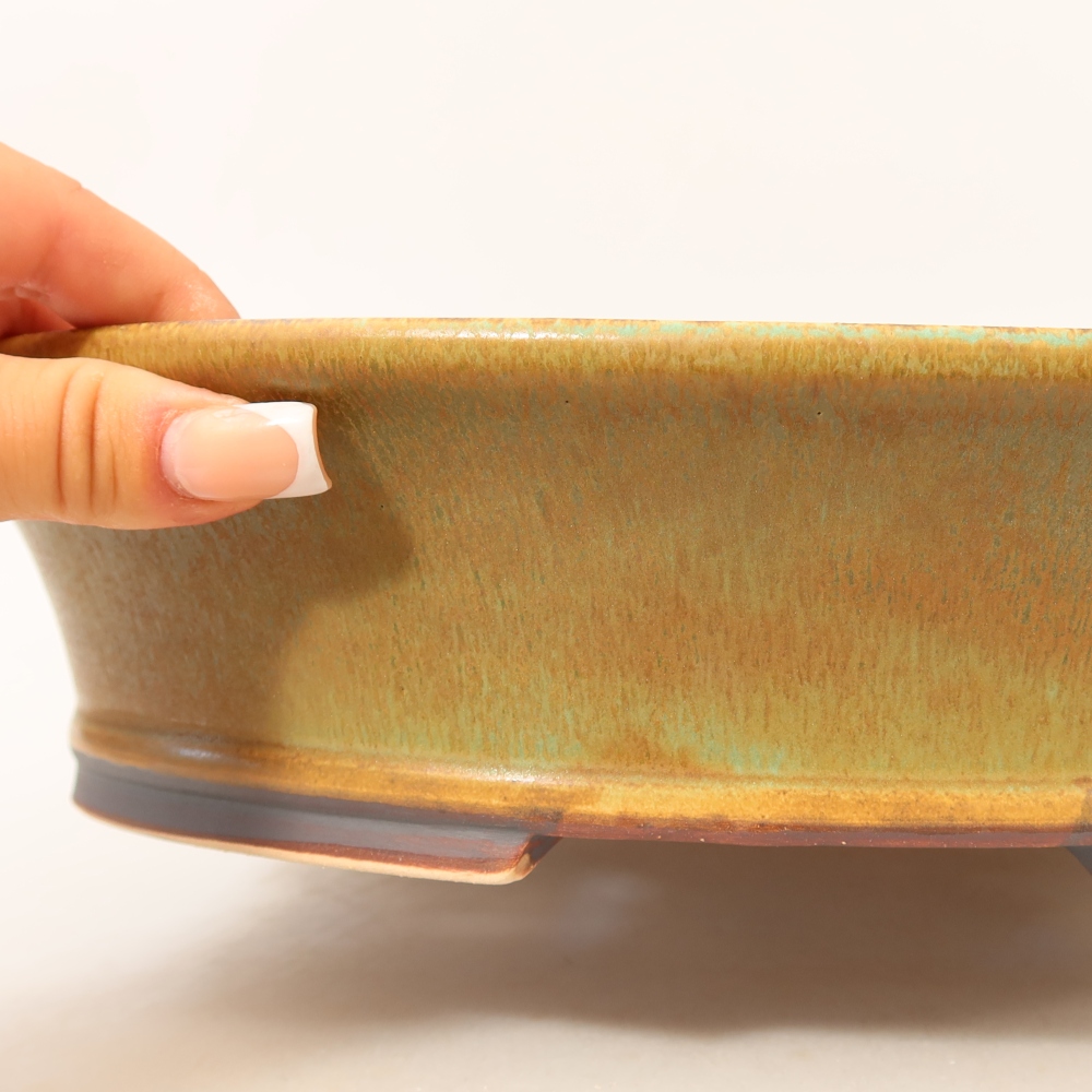 Ceramiczna miska do bonsai 31,5 x 28 x 7 cm, kolor zielony
