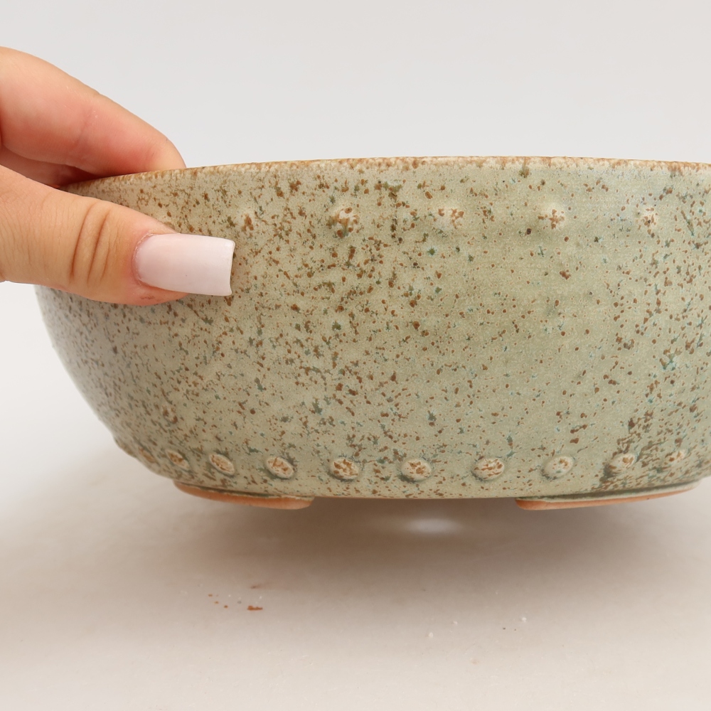 Ceramiczna miska do bonsai 24,5 x 24,5 x 7,5 cm, kolor zielony