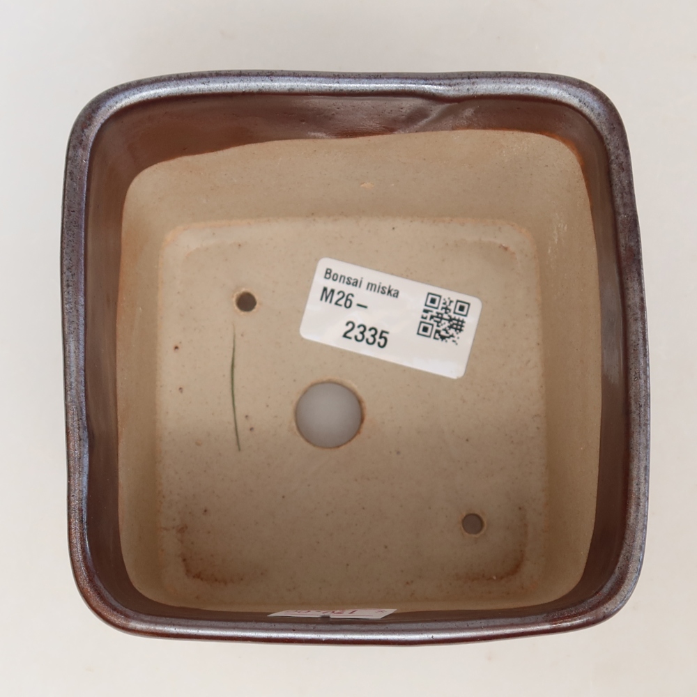 Ceramiczna miska do bonsai 10,5 x 10,5 x 8,5 cm, kolor brązowy