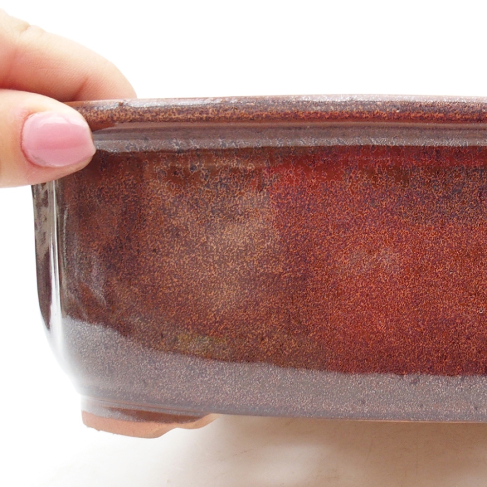 Ceramiczna miska bonsai 24,5 x 21 x 7,5 cm, kolor brązowy