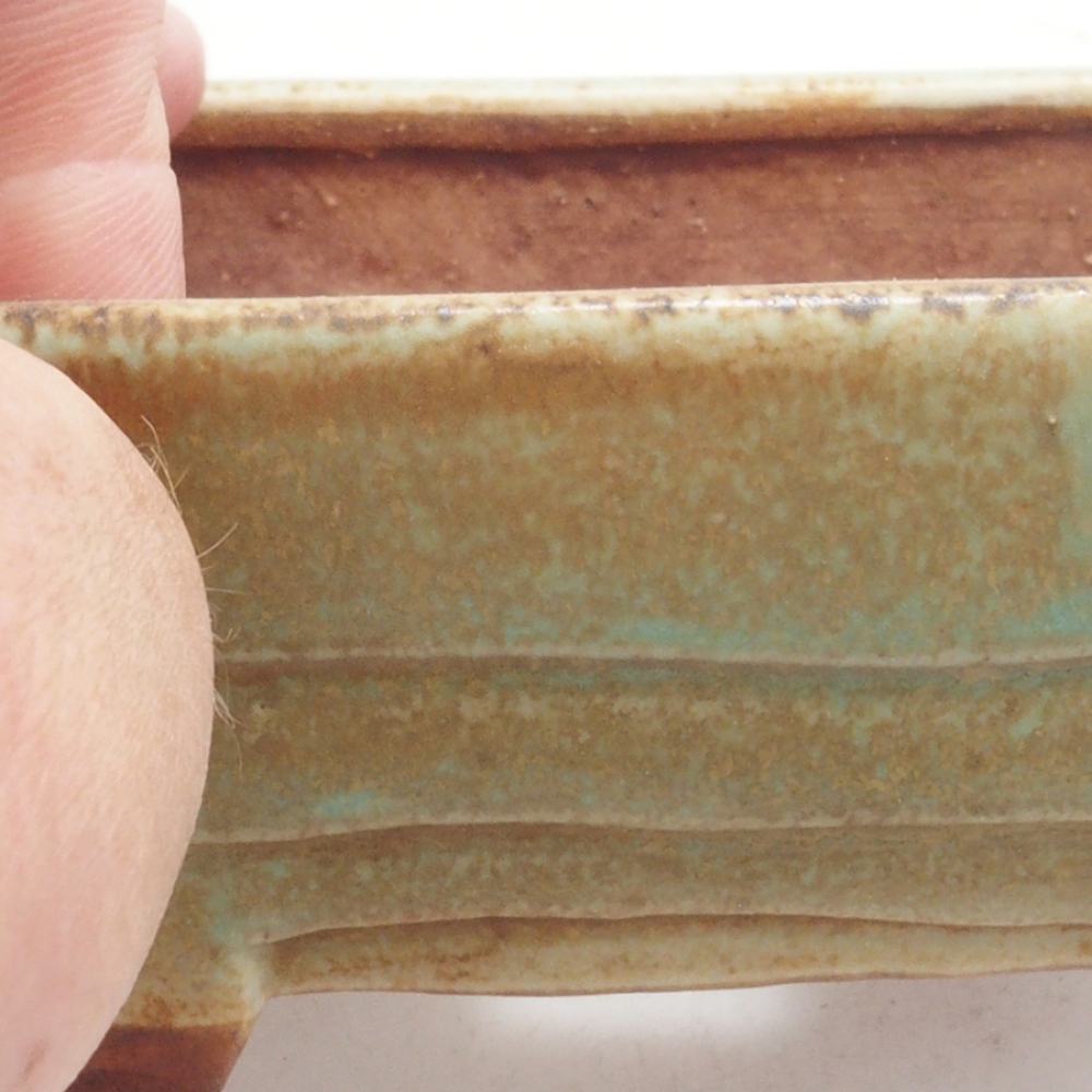 Ceramiczna miska do bonsai 9 x 7,5 x 3,5 cm, kolor zieliony